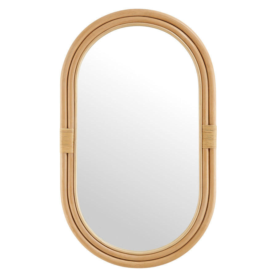 Ezra Oval Rattan Wall Mirror in Natural