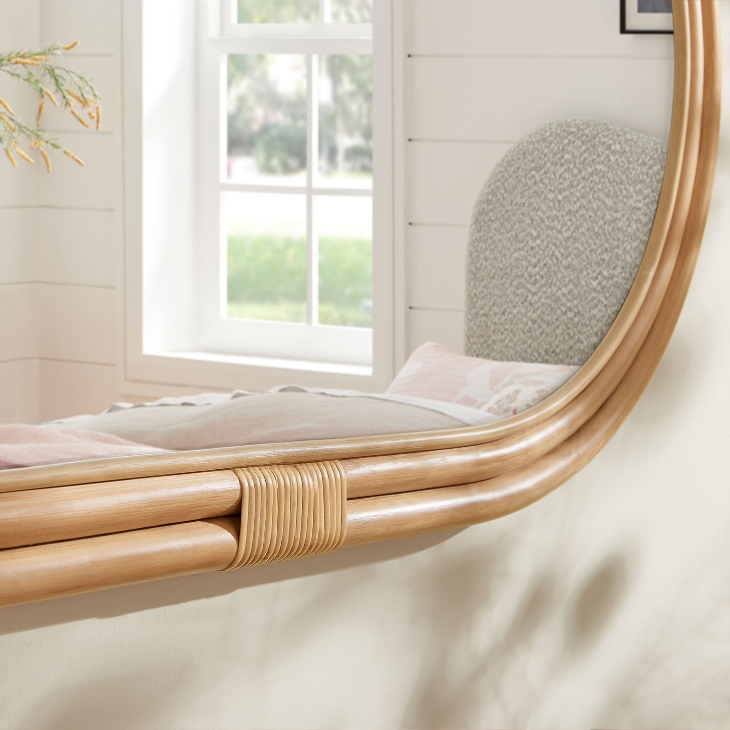 Corsica Oval Rattan Wall Mirror by Furniture for America