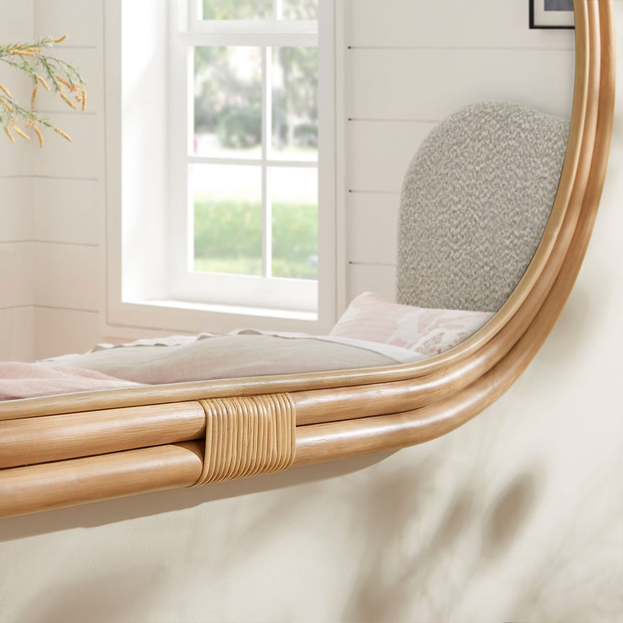 Ezra Oval Rattan Wall Mirror in Natural