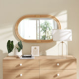 Ezra Oval Rattan Wall Mirror in Natural
