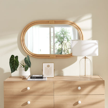 Corsica Oval Rattan Wall Mirror by Furniture for America