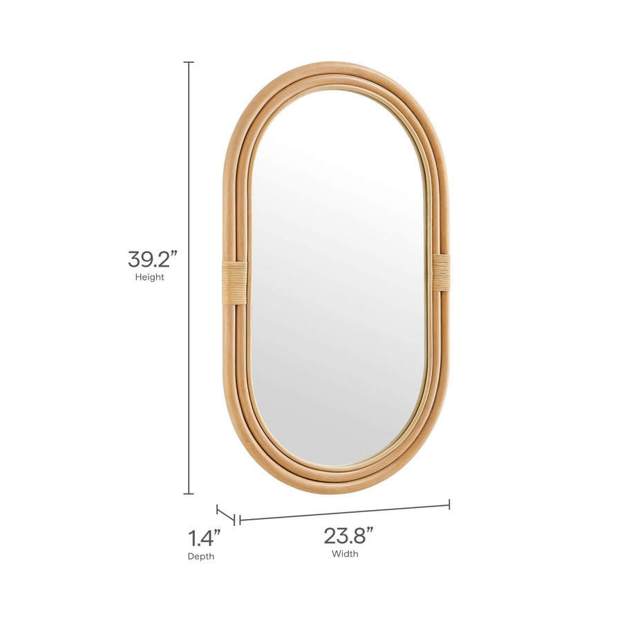 Ezra Oval Rattan Wall Mirror in Natural