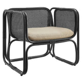 Sylvie Natural Rattan Accent Armchair in Black