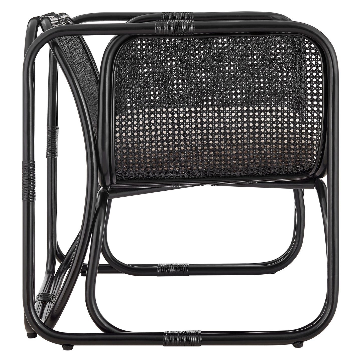 Sylvie Natural Rattan Accent Armchair in Black
