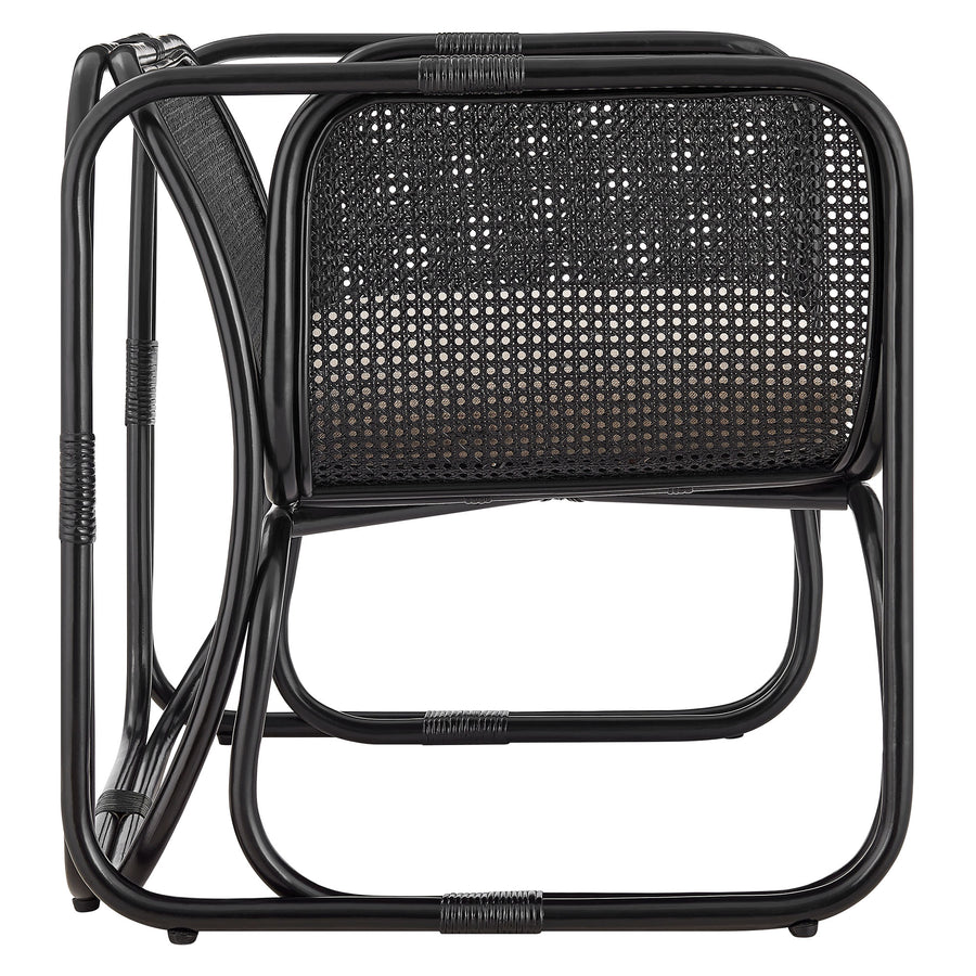 Sylvie Natural Rattan Accent Armchair in Black