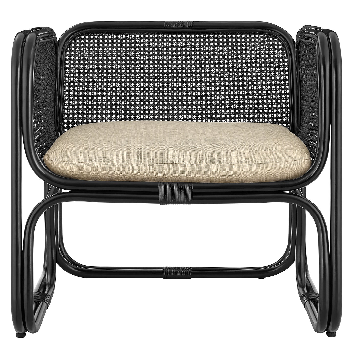 Sylvie Natural Rattan Accent Armchair in Black