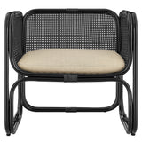 Sylvie Natural Rattan Accent Armchair in Black