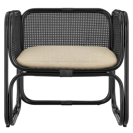 Ellis Natural Rattan Accent Armchair in Black