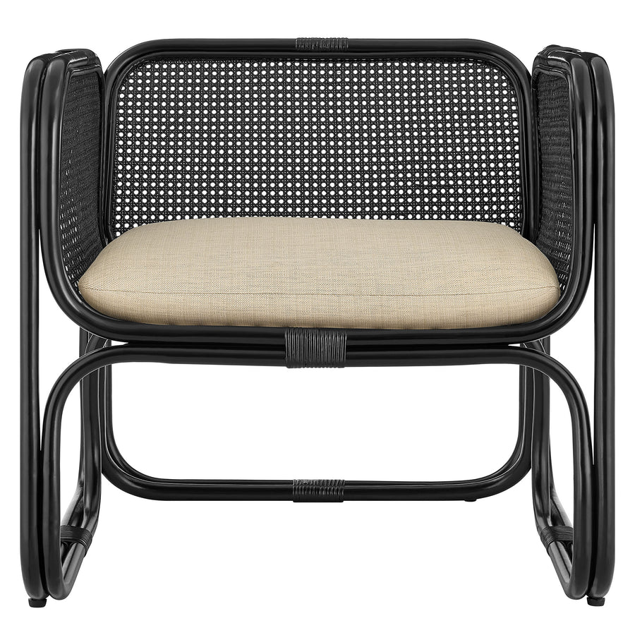 Sylvie Natural Rattan Accent Armchair in Black