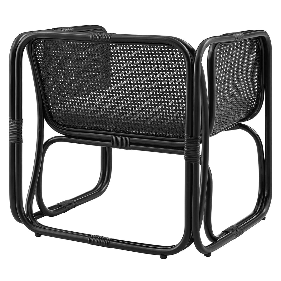 Sylvie Natural Rattan Accent Armchair in Black