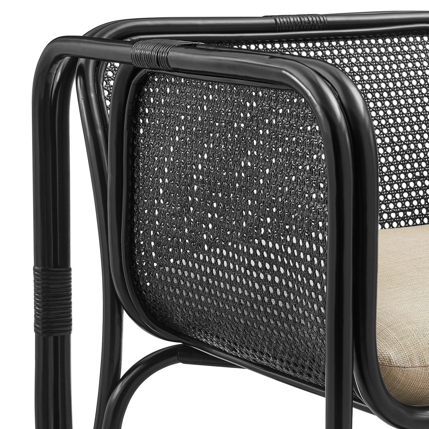 Sylvie Natural Rattan Accent Armchair in Black