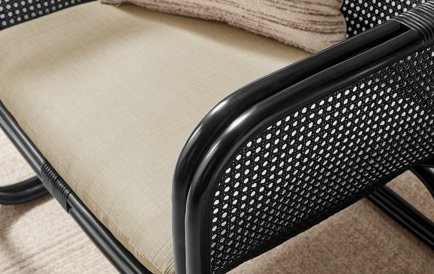 Sylvie Natural Rattan Accent Armchair in Black