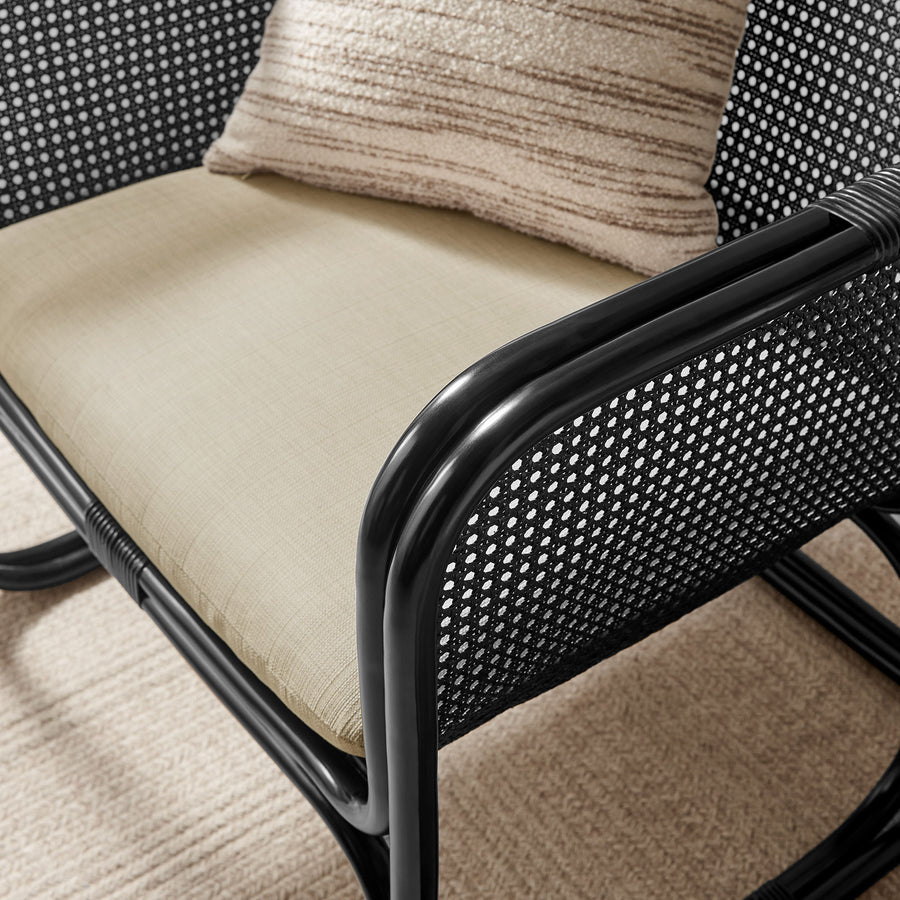 Sylvie Natural Rattan Accent Armchair in Black