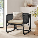 Sylvie Natural Rattan Accent Armchair in Black