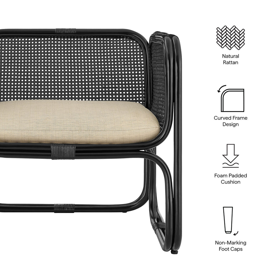 Sylvie Natural Rattan Accent Armchair in Black