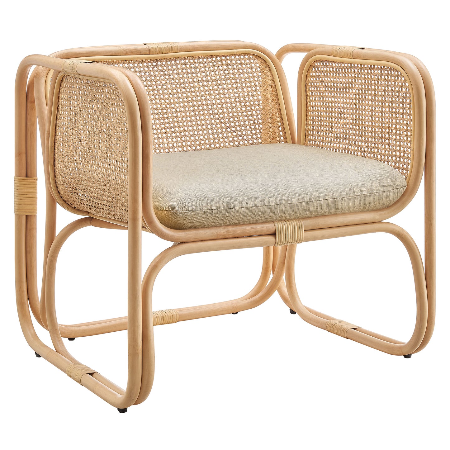 Sylvie Natural Rattan Accent Armchair in Natural