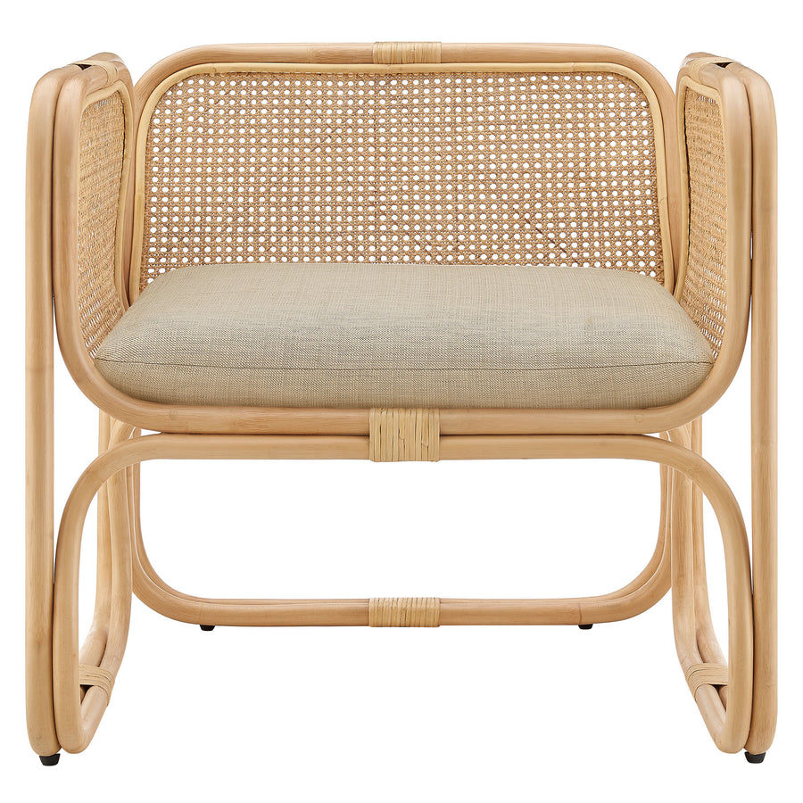 Sylvie Natural Rattan Accent Armchair in Natural