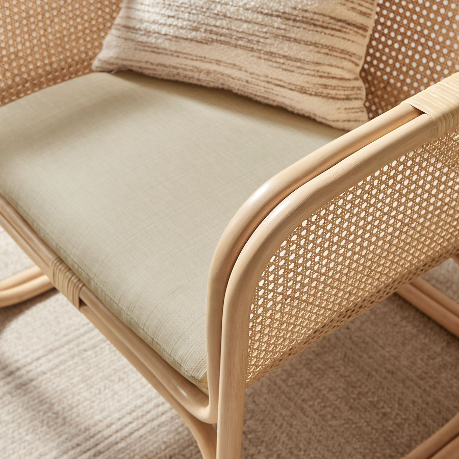 Sylvie Natural Rattan Accent Armchair in Natural
