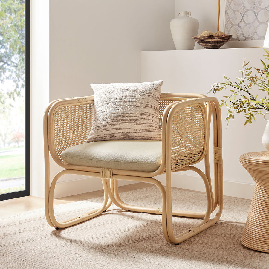 Sylvie Natural Rattan Accent Armchair in Natural