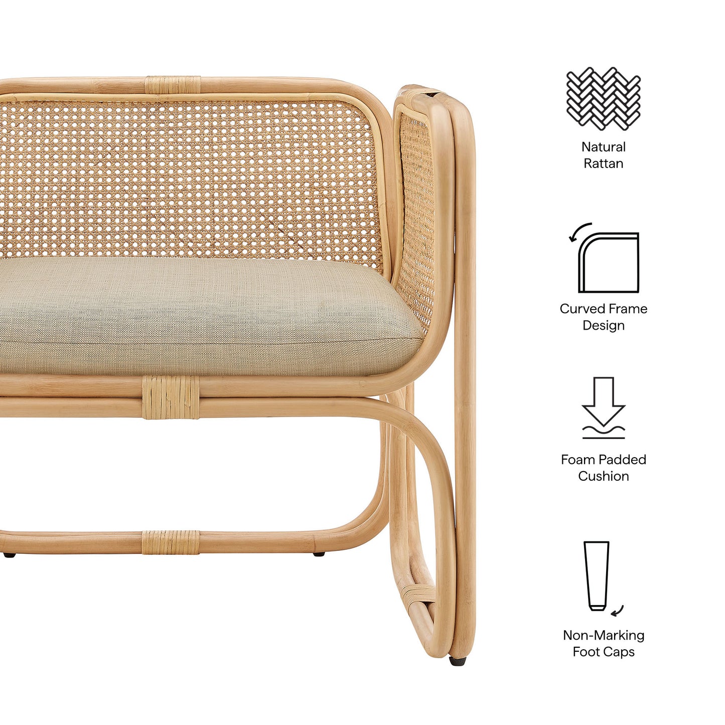 Sylvie Natural Rattan Accent Armchair in Natural