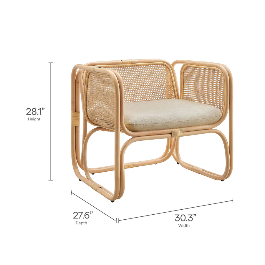 Sylvie Natural Rattan Accent Armchair in Natural