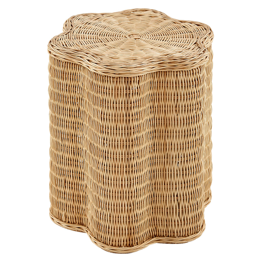 Cosima Scalloped Natural Rattan Side Table in Natural