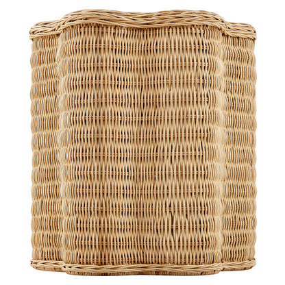 Erika Scalloped Natural Rattan Side Table by Furniture for America