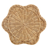 Cosima Scalloped Natural Rattan Side Table in Natural