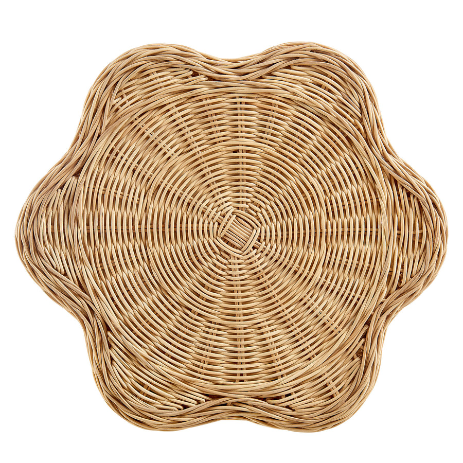 Cosima Scalloped Natural Rattan Side Table in Natural
