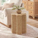 Cosima Scalloped Natural Rattan Side Table in Natural