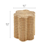 Cosima Scalloped Natural Rattan Side Table in Natural