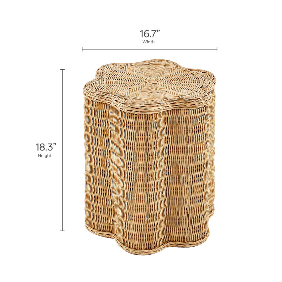 Cosima Scalloped Natural Rattan Side Table in Natural