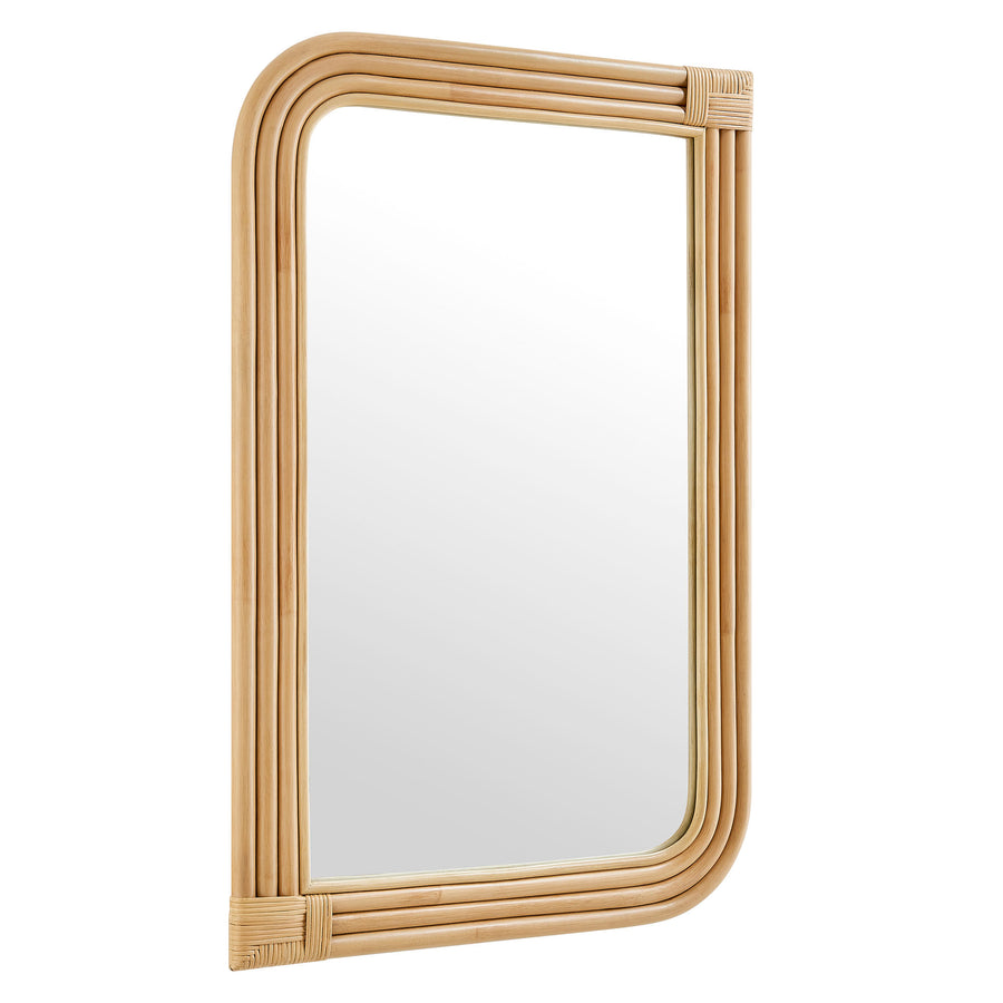 Ezra Curved Rectangle Rattan Wall Mirror in Natural