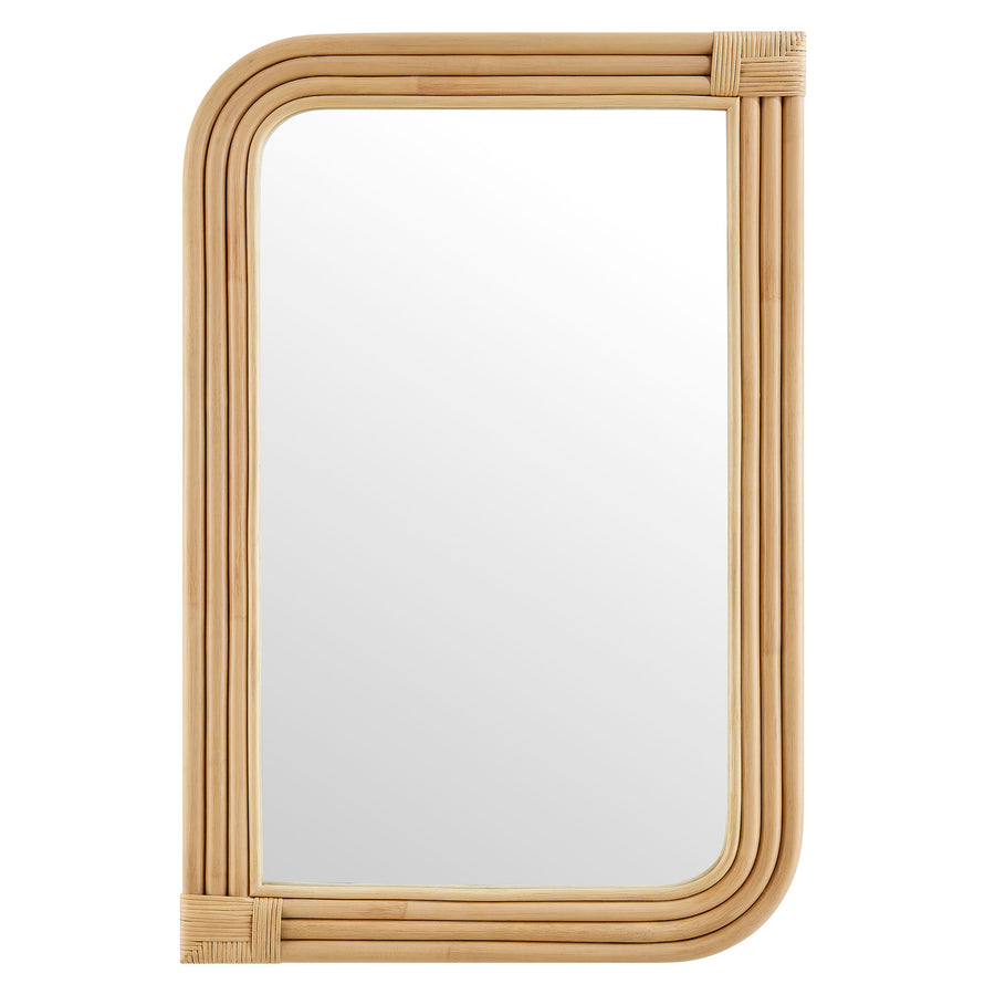 Ezra Curved Rectangle Rattan Wall Mirror in Natural