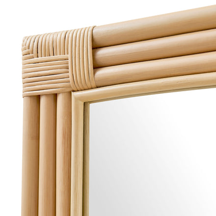 Corsica Curved Rectangle Rattan Wall Mirror in Natural