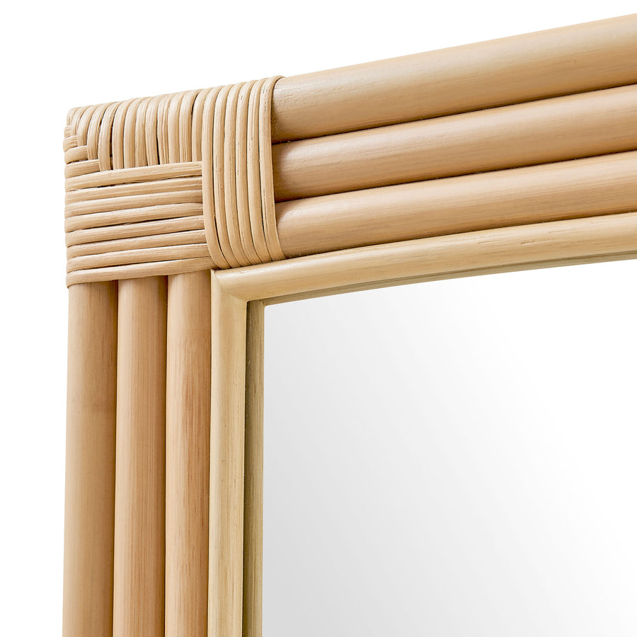 Ezra Curved Rectangle Rattan Wall Mirror in Natural
