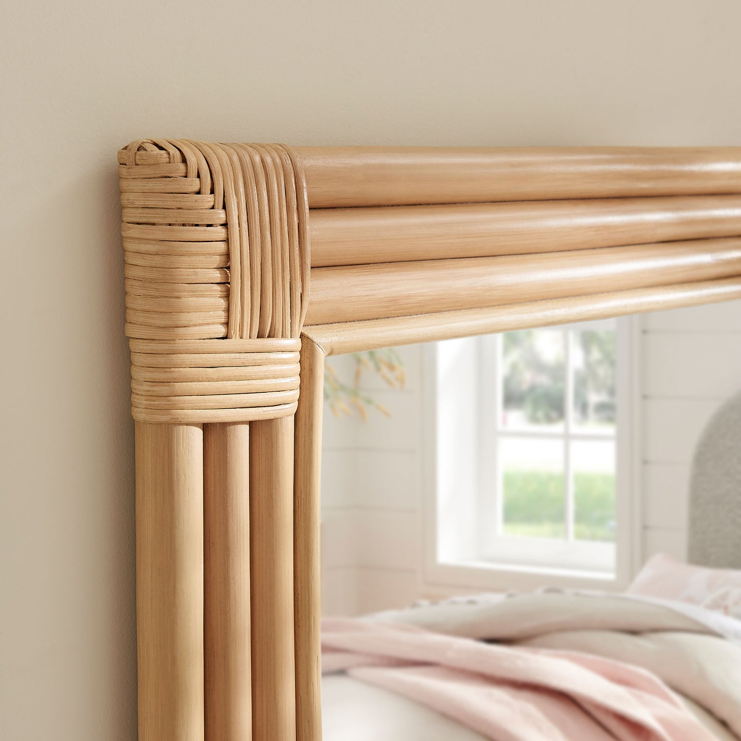 Corsica Curved Rectangle Rattan Wall Mirror by Furniture for America