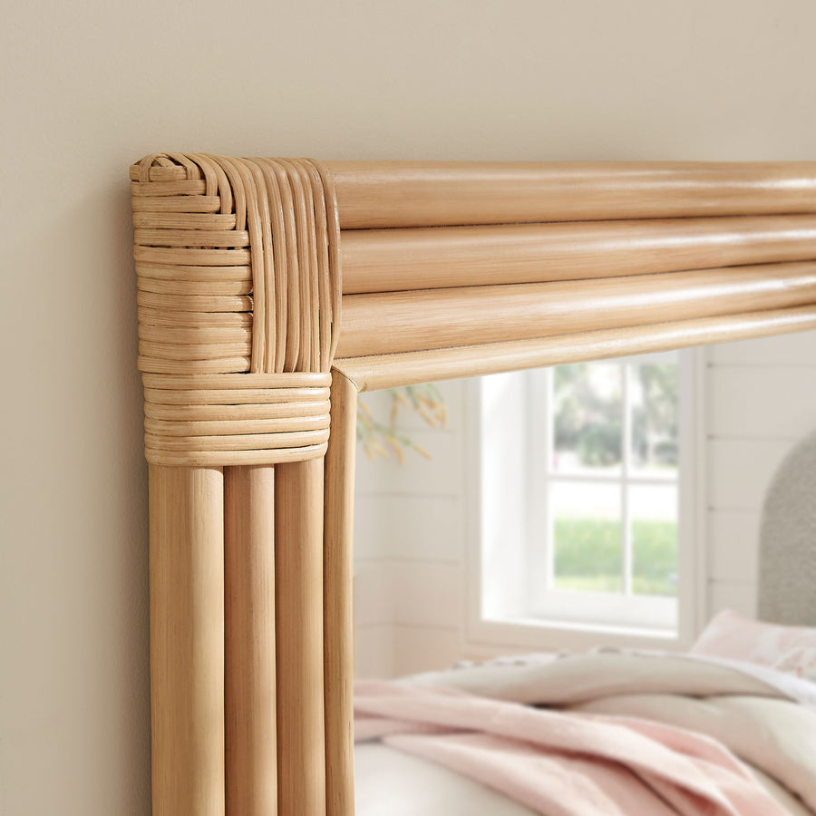 Ezra Curved Rectangle Rattan Wall Mirror in Natural