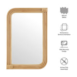 Ezra Curved Rectangle Rattan Wall Mirror in Natural