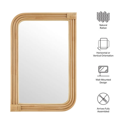 Corsica Curved Rectangle Rattan Wall Mirror by Furniture for America