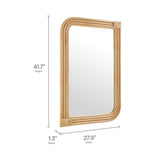 Ezra Curved Rectangle Rattan Wall Mirror in Natural