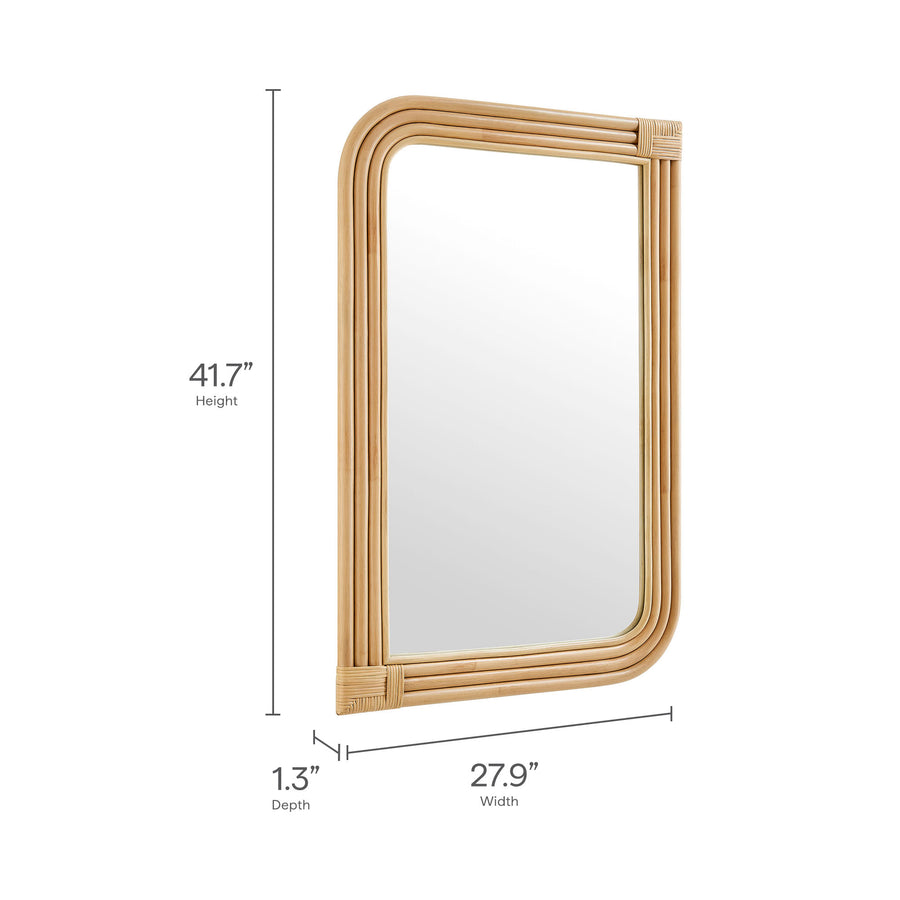 Ezra Curved Rectangle Rattan Wall Mirror in Natural