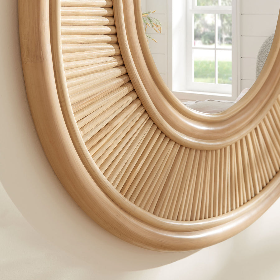Odense Oval Rattan Wall Mirror in Natural