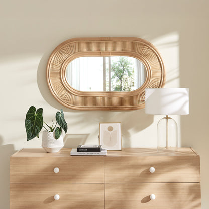 Sovana Oval Rattan Wall Mirror by Furniture for America