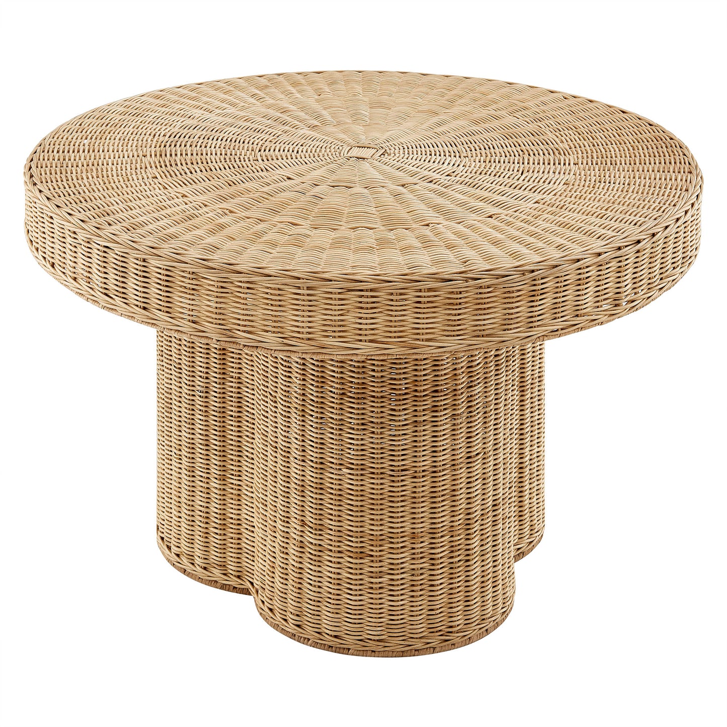 Ainsley 32 Inch Round Natural Rattan Coffee Table by Furniture for America
