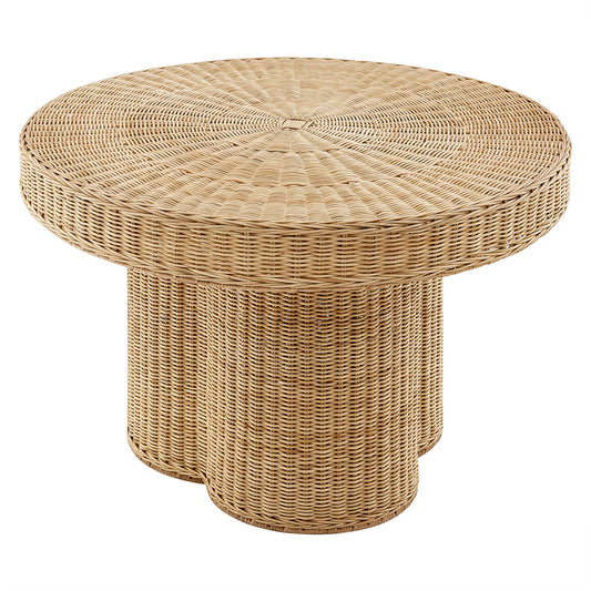 Ainsley 32 Inch Round Natural Rattan Coffee Table by Furniture for America