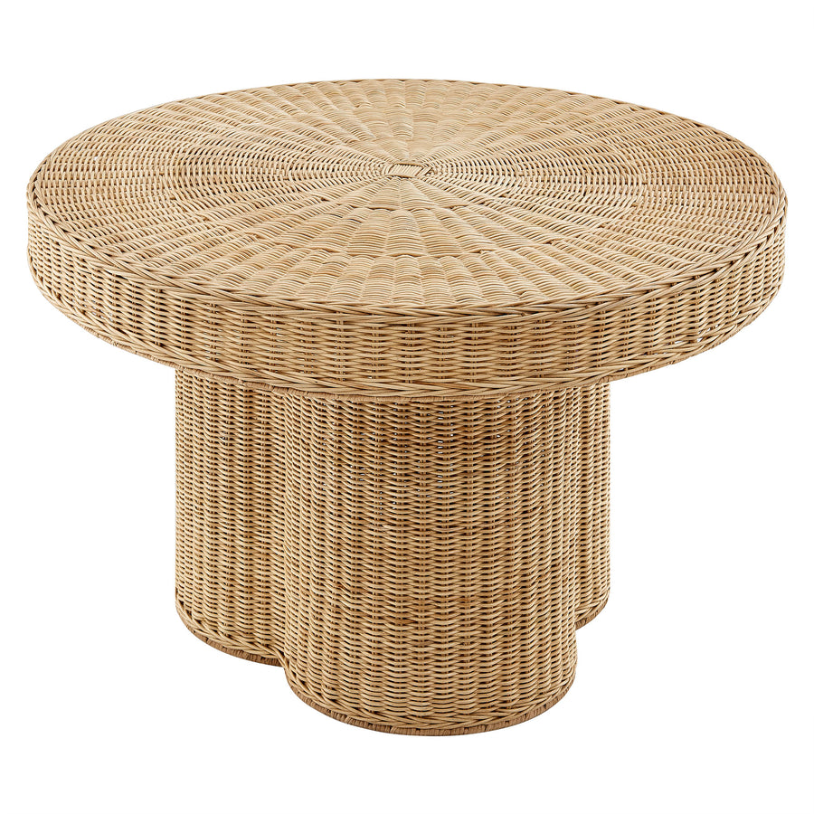 Saffi 32 Inch Round Natural Rattan Coffee Table in Natural