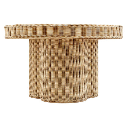 Ainsley 32 Inch Round Natural Rattan Coffee Table by Furniture for America
