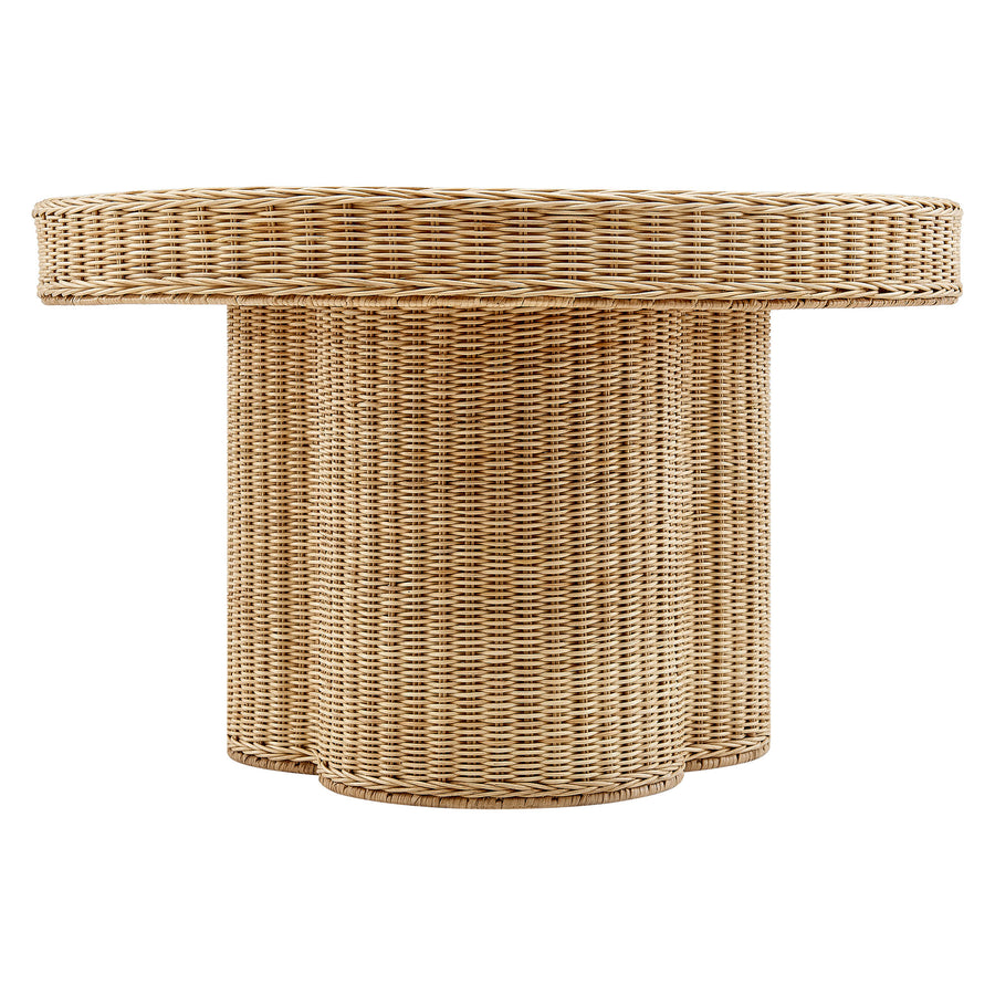 Saffi 32 Inch Round Natural Rattan Coffee Table in Natural