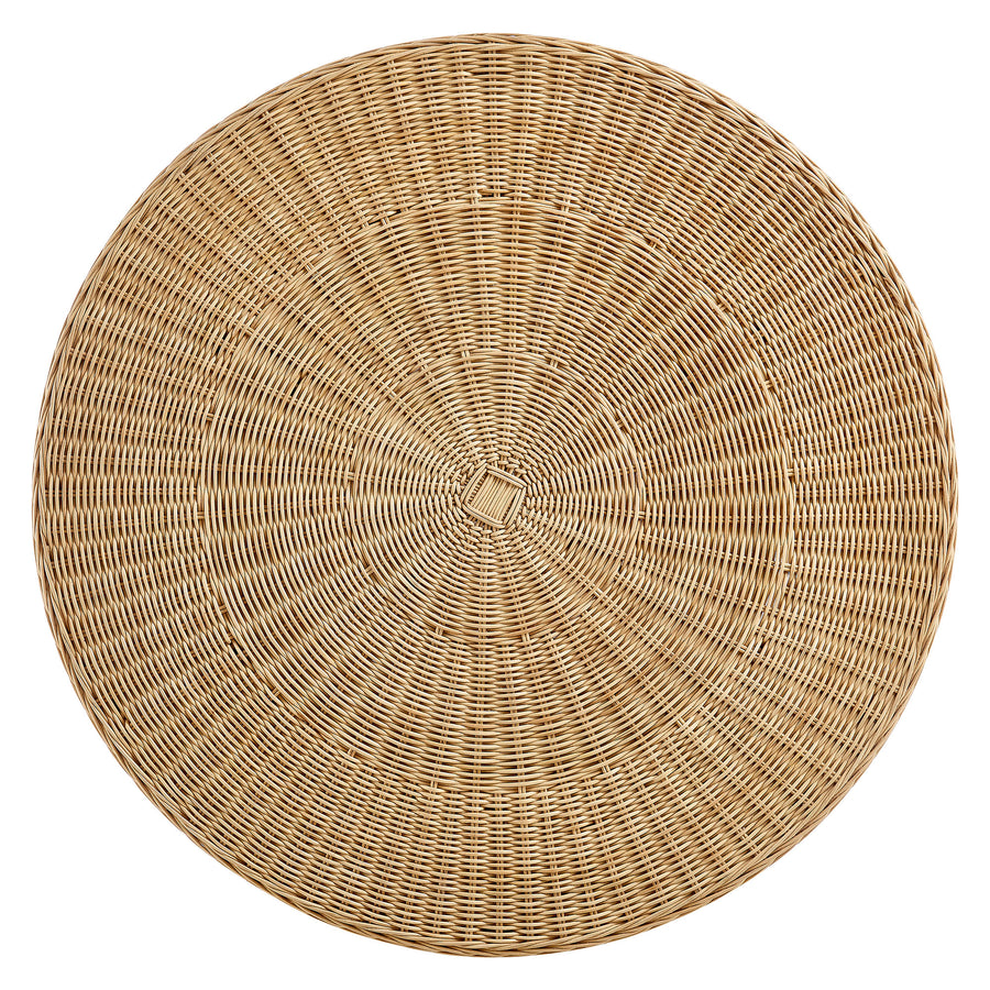Saffi 32 Inch Round Natural Rattan Coffee Table in Natural